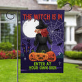 Personalizada Halloween Bat calabaza bruja mascota perro jardín bandera con nombre decoraciones de jardín regalo de Halloween para los amantes del perro amantes de la jardinería