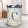 Toile de Jouy personalizado con iniciales florales Cesto plegable de gran capacidad para ropa sucia con nombre Regalo de inauguración de la casa en Navidad para la familia
