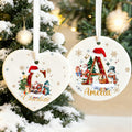 Personalizado lindo Santa Claus muñeco de nieve inicial de cerámica ornamento de Navidad con el nombre del árbol de decoración de Navidad de regalo para los amigos de la familia