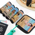 Juego de 2 asas de equipaje personalizadas con nombre y dibujos animados de la puesta de sol azul cielo Regalo de cumpleaños para los amantes de los viajes