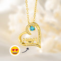 Personalizado corazón circonio contorno sonrisa emoji collar con piedra de nacimiento y texto grabado cumpleaños día de la madre regalo para mamá | Callie × emoji ™