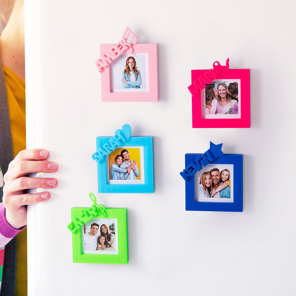 Marco de fotos 3D personalizado Imán para nevera con nombre Decoración del hogar Cumpleaños Aniversario Regalo para la familia Amigos
