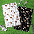 Toalla de golf de microfibra de secado rápido con cara personalizada, número y mosquetón Accesorio de golf Regalo de cumpleaños para jugador de golf