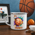 Taza esmaltada personalizada de 12 oz con nombre y número para regalo de cumpleaños de Navidad para niños y niñas