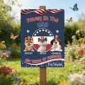 Cute Pet Hojalata Personalizada Colgando Pintura con 1-4 Nombres de Mascotas Decoración de Jardín Regalo de Cumpleaños para Amante de Mascotas