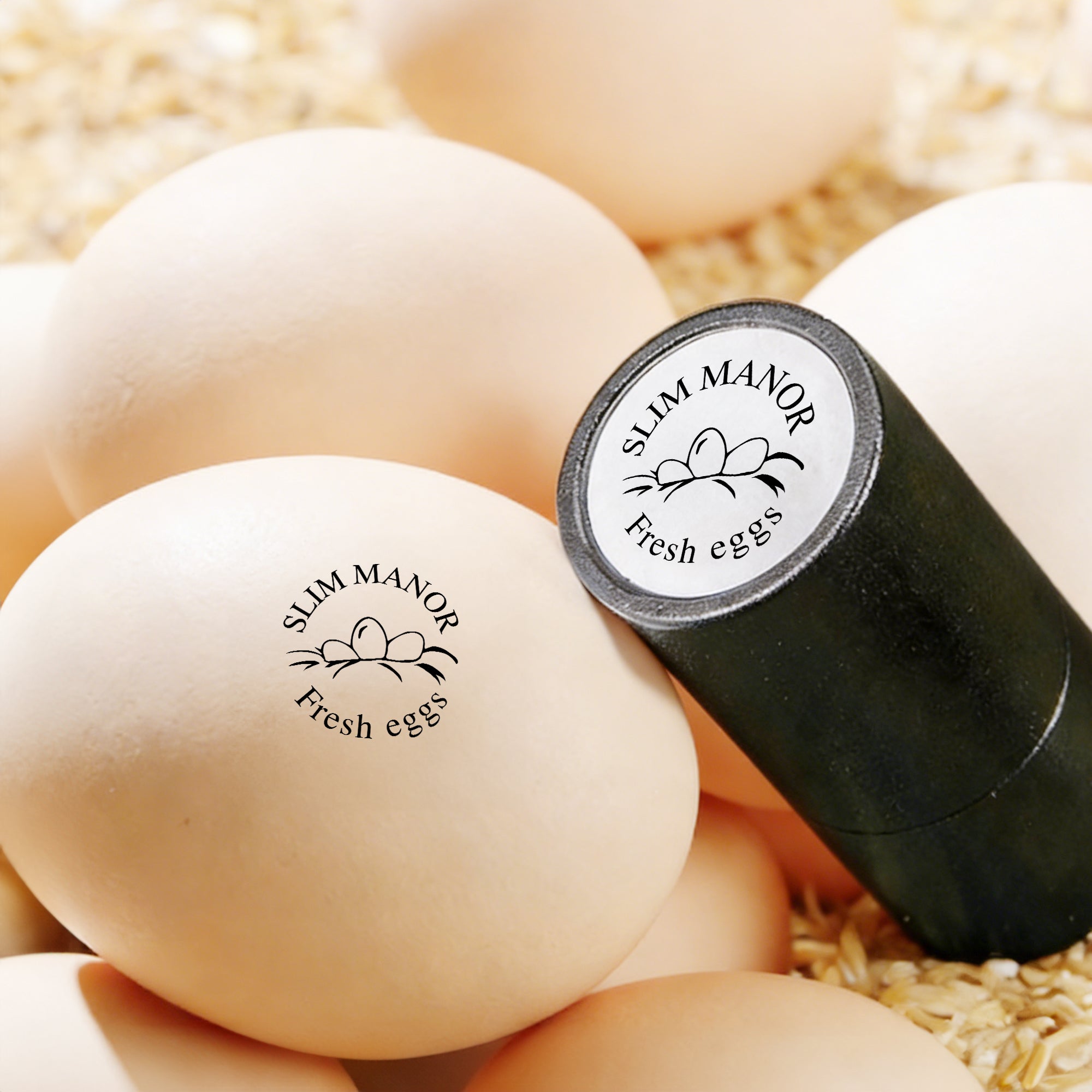 Huevo personalizado Silueta de huevo Sello de cartón con tinta de calidad alimentaria y texto Pascua Cumpleaños Regalo para la familia Agricultor