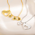 Personalizada Birthstone Flor de Nacimiento Hueco Corazón Collar con 1-8 nombres grabados Joyería de la Familia Cumpleaños Aniversario Regalo para la abuela mamá