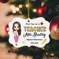 Personalizada de dibujos animados Profesor personaje de cerámica Ornamento con el apellido de texto y el año de decoración del árbol de casa Regalo de Navidad para el Maestro