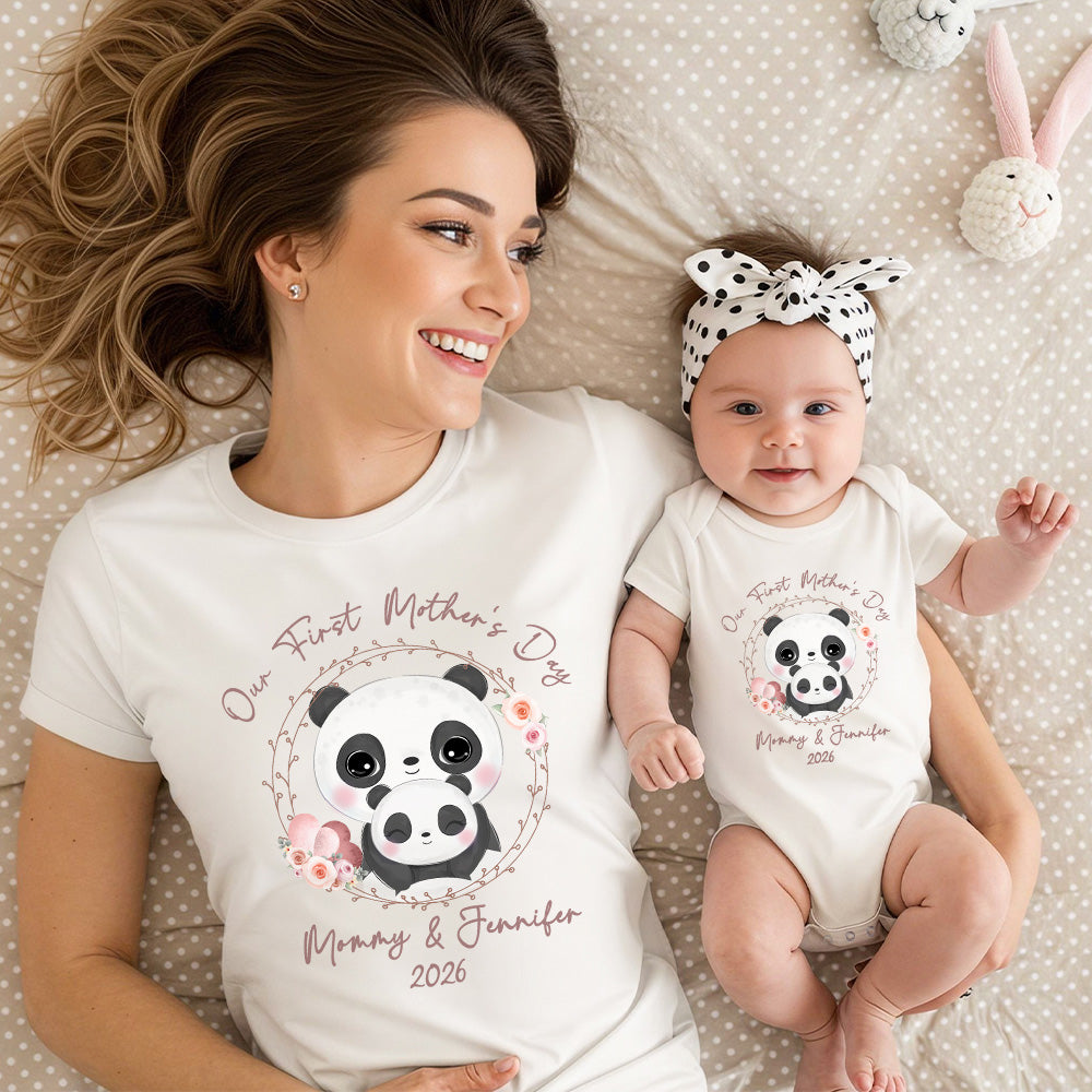Corona de animales personalizada 100% algodón Body para bebé Camiseta a juego con nombres y fecha Primer regalo del Día de la Madre para recién nacido Nueva mamá