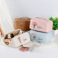 Personalizado Nacimiento Flor Multi Compartimento PU Cuero Bolsa de Maquillaje con Nombre Viaje Esencial Cumpleaños Regalo para Hermanas Amigos