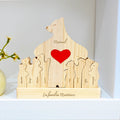 Rompecabezas de madera personalizado con familia de ositos abrazados con base y nombres decoración para escritorio regalo de aniversario para familia