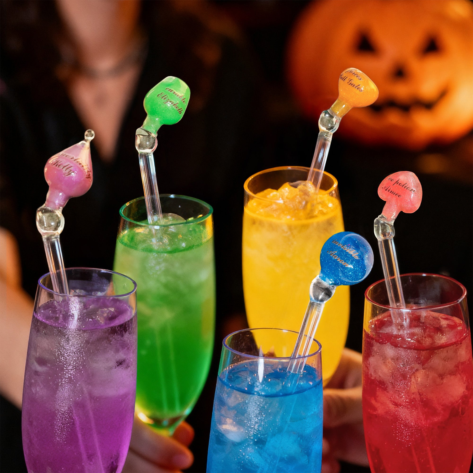 Poción de bruja mágica personalizada Botella agitadora hecha a mano con nombre Set de 5 Bebidas Decoración Fiesta de Halloween Regalo para Familia Amigos
