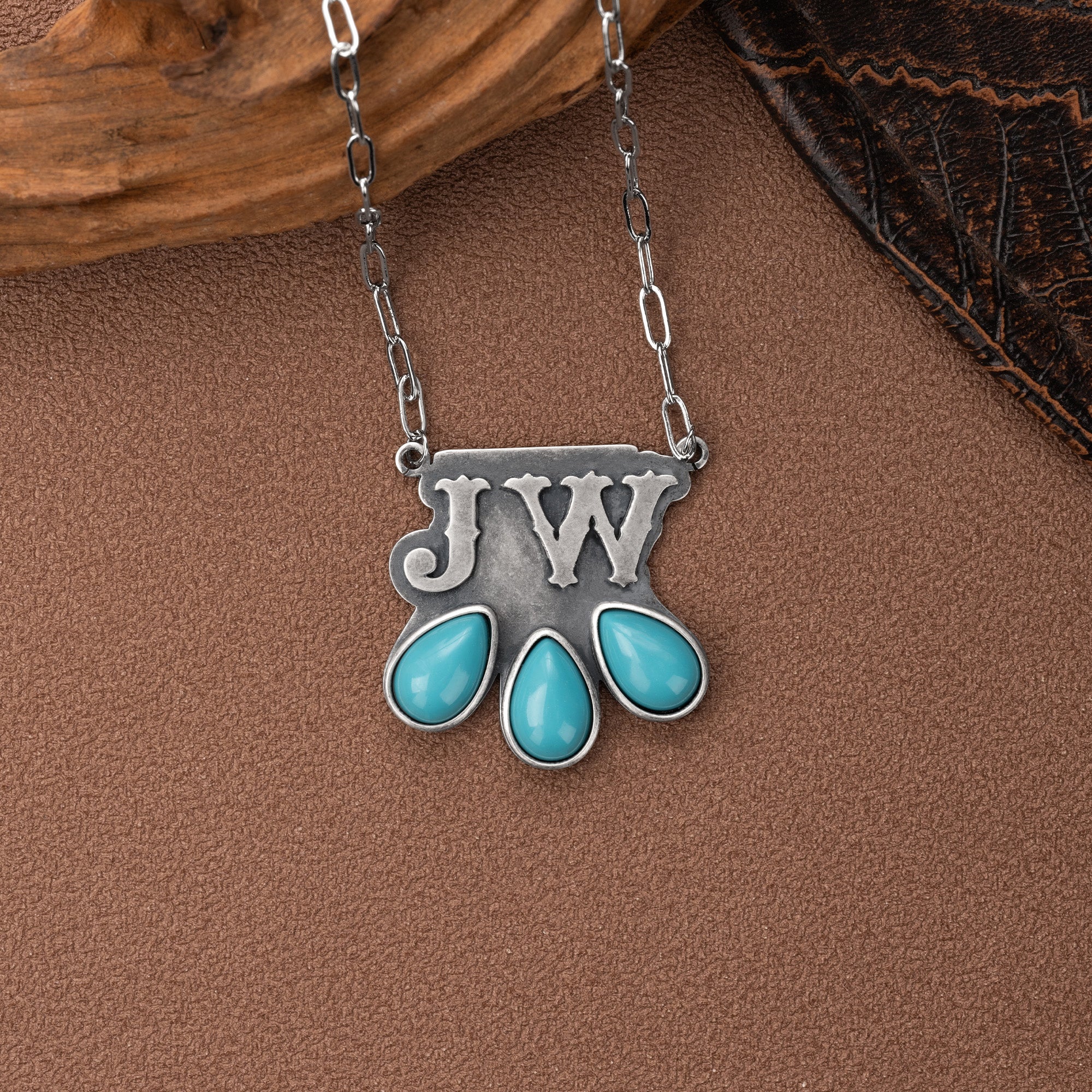Personalizada Estilo Occidental Turquesa Collar Dainty con Letras Cumpleaños Aniversario Regalo para Mujeres