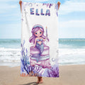 Toalla de playa de microfibra de secado rápido personalizada con el nombre de una sirena de fantasía Vacaciones en la playa Accesorios de viaje Regalo de cumpleaños para niñas Niños