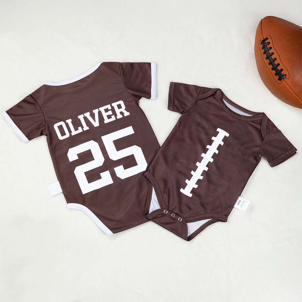 Bodys personalizados de fútbol americano deportivo de secado rápido para bebés con nombre y número Baby Shower Regalo de cumpleaños para recién nacidos
