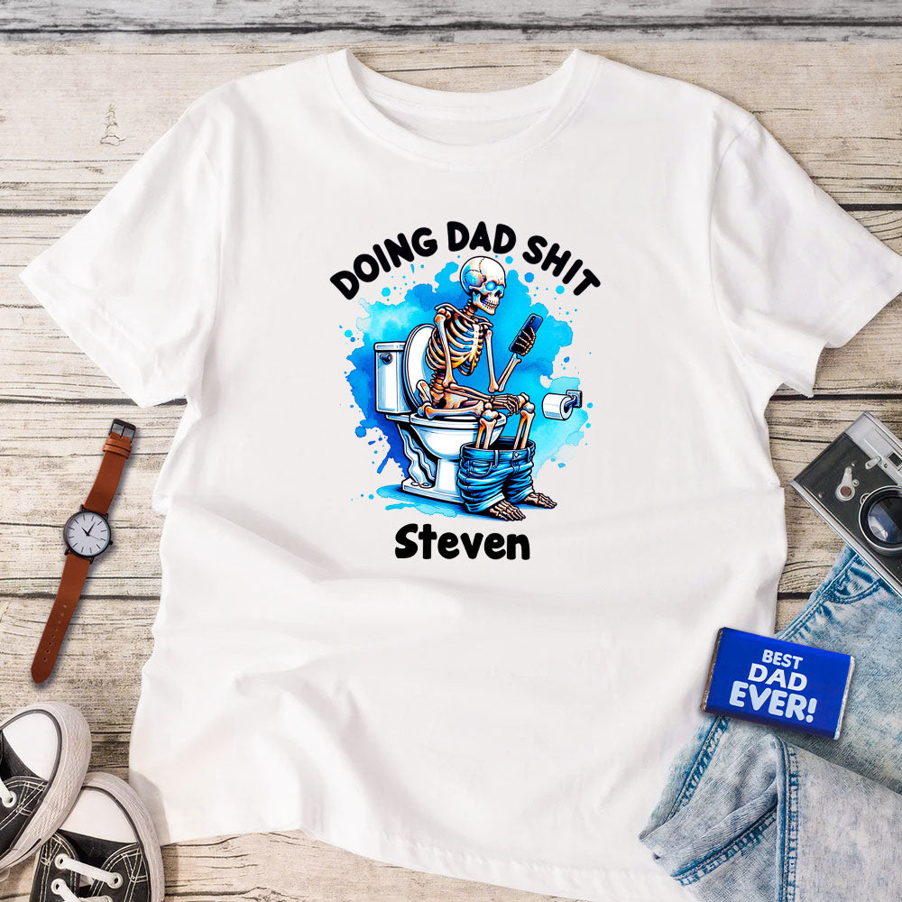 Personalizado Haciendo Papá Mierda Esqueleto 100% algodón Camiseta con nombre Cumpleaños Día del Padre Regalo de vacaciones para papá Abuelo
