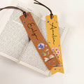 Personalizada de nacimiento de la flor de la mariposa de cuero marcapáginas de la PU con el nombre de la lectura de cumpleaños de regalo para los amantes de los libros ratones de biblioteca