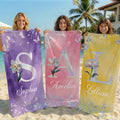 Personalizada Efecto Perla Nacimiento Flor Inicial Sobredimensionada Secado Rápido Toalla de Playa con Nombre Fiesta en la Playa Regalo de Cumpleaños para la Familia