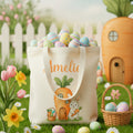 Conejo de Pascua personalizado Bolsa de lona con nombre Uso diario Regalo de Pascua para niños Mujeres