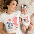 Personalizado lindo elefante 1er Día de la Madre 100% algodón camiseta del bebé body con nombre regalo de cumpleaños para bebé mamá
