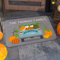 Felpudo antideslizante personalizado con texto Calabaza Granja Camión Decoración del hogar Halloween Otoño Regalo para la familia Amigos