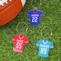 Llavero acrílico personalizado con nombre y número de camiseta de fútbol americano en la mochila Día del partido Regalo de cumpleaños para los amantes de los deportes de fútbol americano