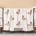 Manta de pato azulón personalizada con nombre y borlas Decoración de la habitación del bebé Cumpleaños Baby Shower Regalo para recién nacido Niño