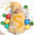 Set de manta y gorro personalizados con nombre e inicial de Peter Rabbit 100% algodón para recién nacidos Baby Shower Easter Gift