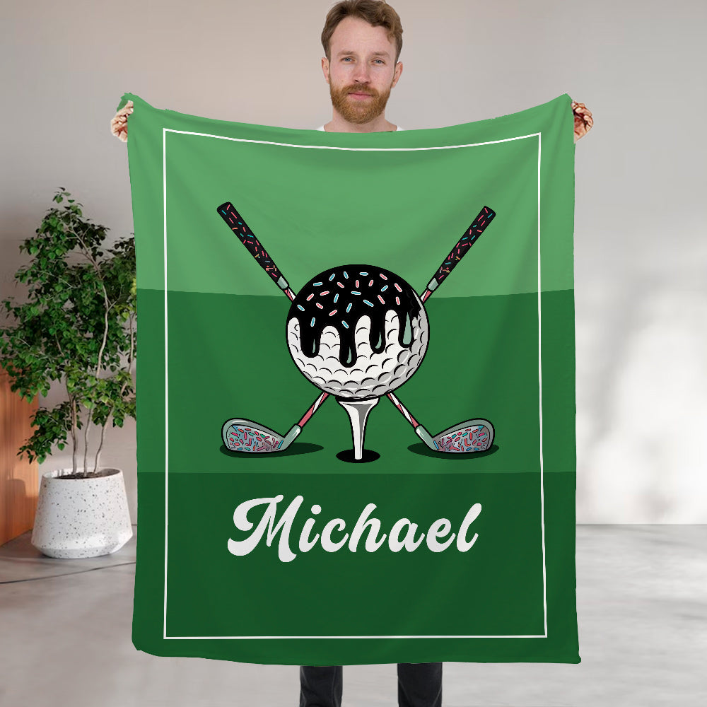 Helado de golf personalizado Goteo Manta suave con nombre Decoración del hogar Regalo de cumpleaños para los amantes de los jugadores de golf