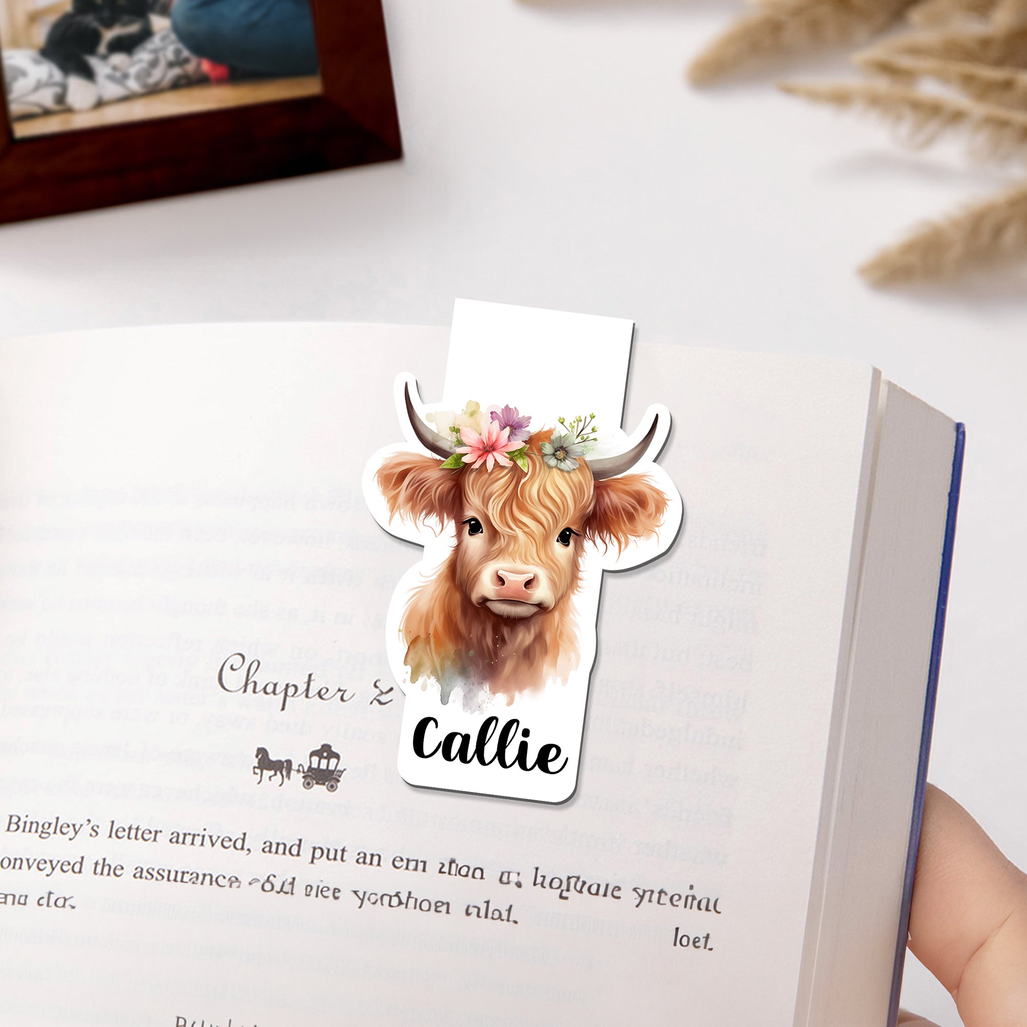 Vaca de las Tierras Altas Personalizada Marcapáginas Magnético con Nombre Material de Lectura Regalo de Cumpleaños para los Amantes de las Vacas Rata de Biblioteca