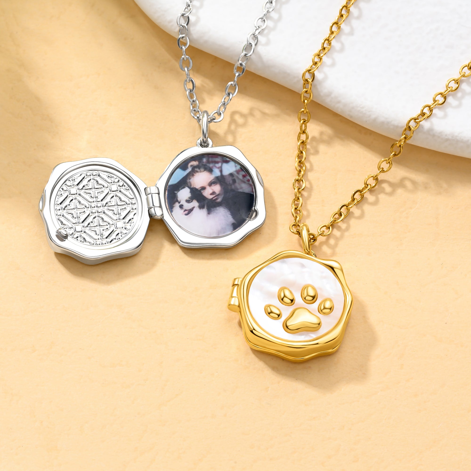 Personalizado Pet Paw Print Pet Photo Necklace Birthday Memorial Gift for Pet Lovers Owners