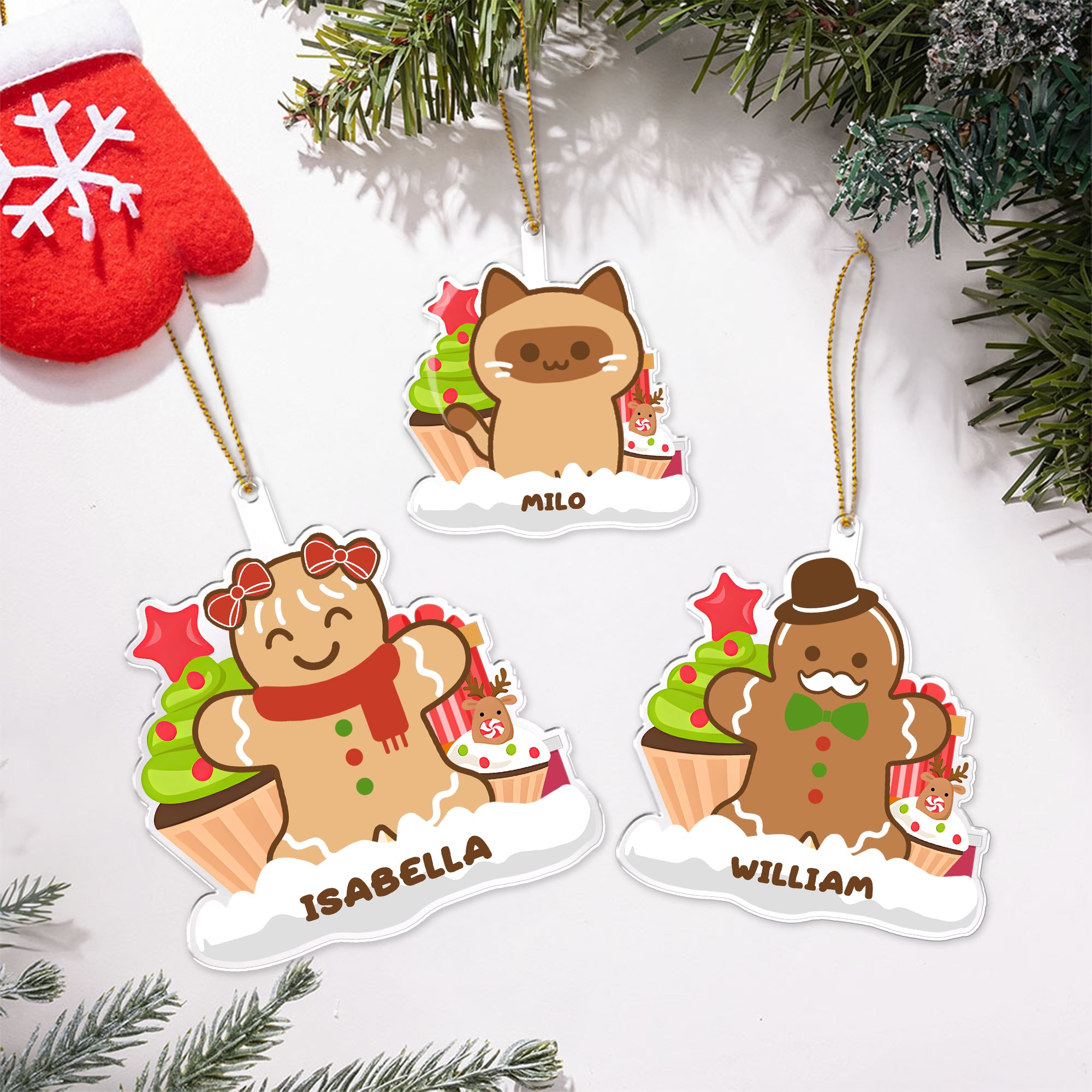Personalizado lindo hombre de pan de jengibre colgante ornamento con el nombre de decoración del hogar regalo de Navidad para los niños de la familia