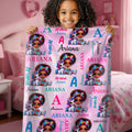 Personalizado de dibujos animados Negro Carácter Fantasía Unicornio Arco Iris Palabra Nube Suave manta con nombre Decoración del hogar Cumpleaños Navidad Regalo para Niños Niñas