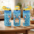 Conejito de Pascua personalizado con estampado de leopardo Botella de agua isotérmica de 12 oz con pajita y tapa antiderrame Regalo del Día de Pascua para niños