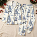 Personalizado Toile De Jouy Santa Claus Reno Cascanueces Señoras Pijama Set con Inicial Uso Diario Navidad Cumpleaños Regalo para las mujeres