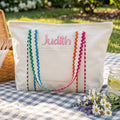 Nombre bordado personalizado Bolsa de lona Tote Viaje esencial Cumpleaños Regalo para Mujer Amiga