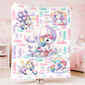 Personalizado lindo estrellas arco iris fantasía unicornio suave manta con nombre decoración del hogar regalo de cumpleaños para los niños amantes del unicornio