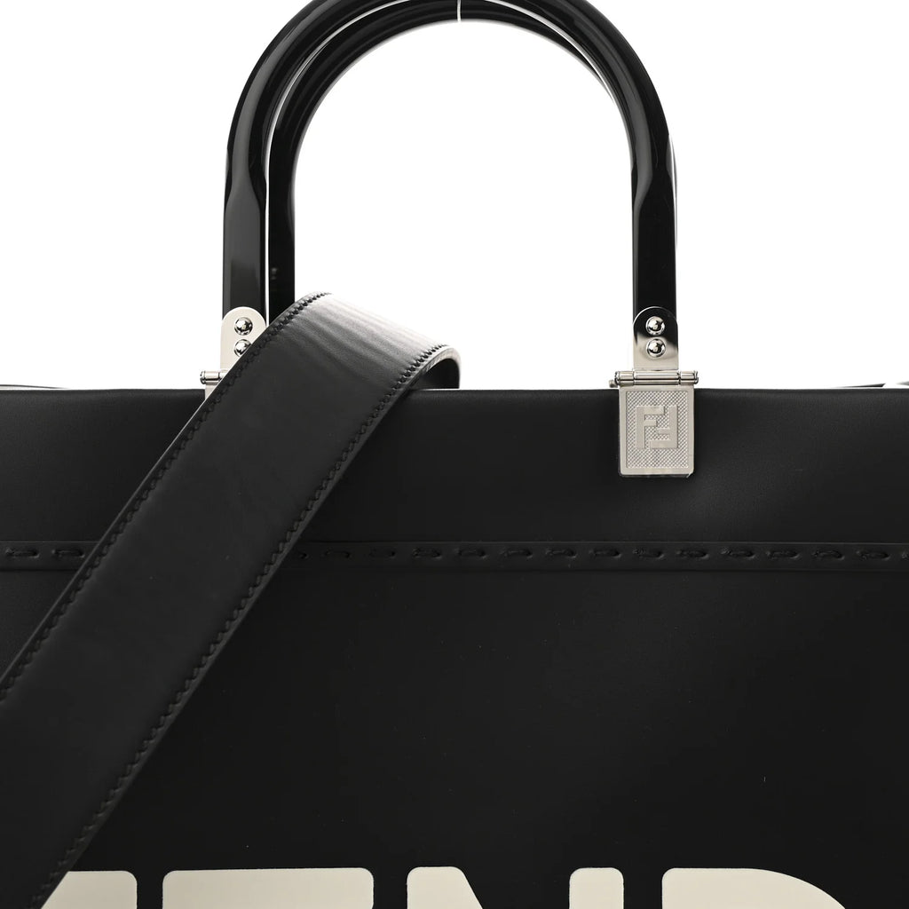 Fendi Vitello King Plexiglass Medium Fendi Sunshine Shopper Tote Black White