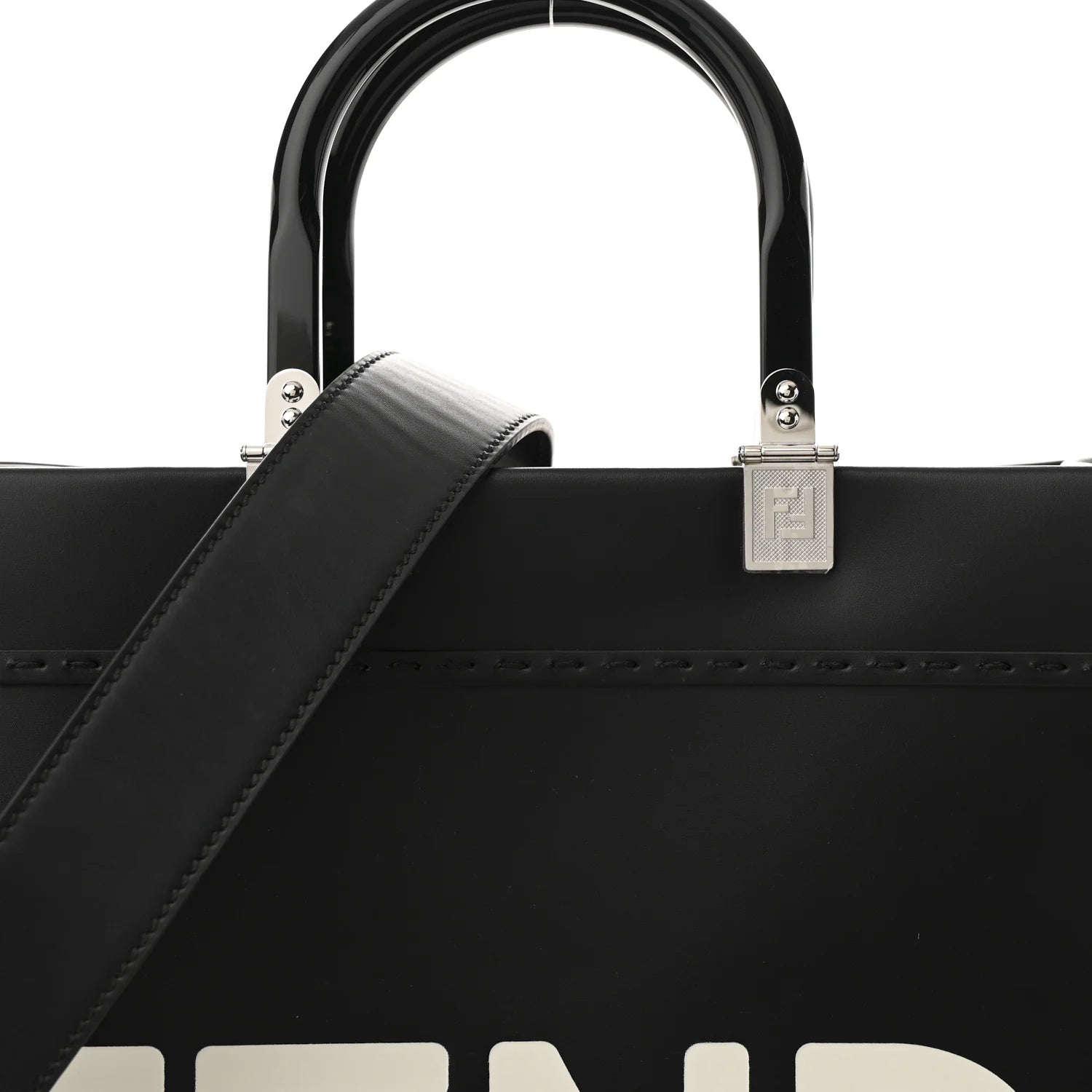 Fendi Vitello King Plexiglass Medium Fendi Sunshine Shopper Tote Black White