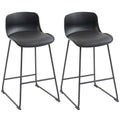 Modern Bar Stools Set of 2, PU Leather Upholstered Barstools, Counter Height Kitchen Chairs with Footrest for Breakfast Bars, Dining Room, Black