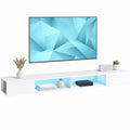 TV Stand for TVs up to 75" with RGB LED, Floating Console, White Wood Grain