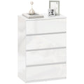 Chest of Drawers, Modern 4 Drawer Dresser with Soft Closing Mechanism for Bedroom, High Gloss White