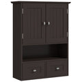 Bathroom Wall Cupboard, Over Toilet Storage Medicine Cabinet with Shelf & Drawers, Brown