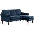 Convertible 3-Seater Sectional Sofa with Reversible Chaise Chenille, Dark Blue