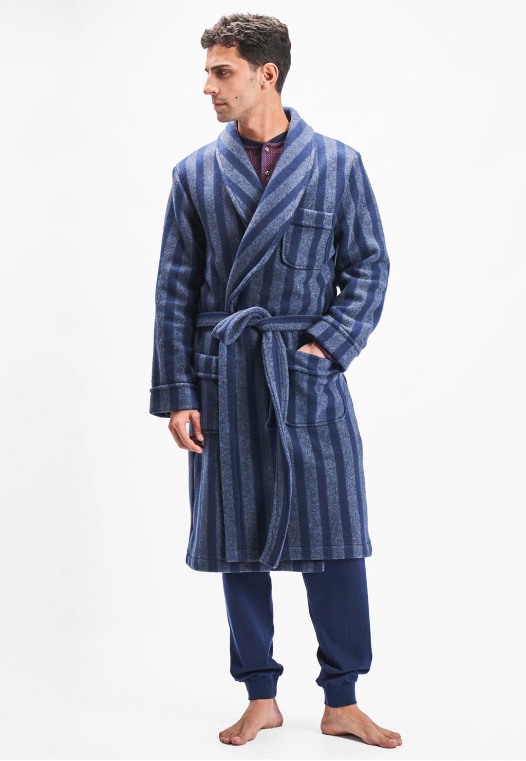 PRODIGY Bata Hombre Invierno Premium Forro Polar Rayas - Gris 604_20