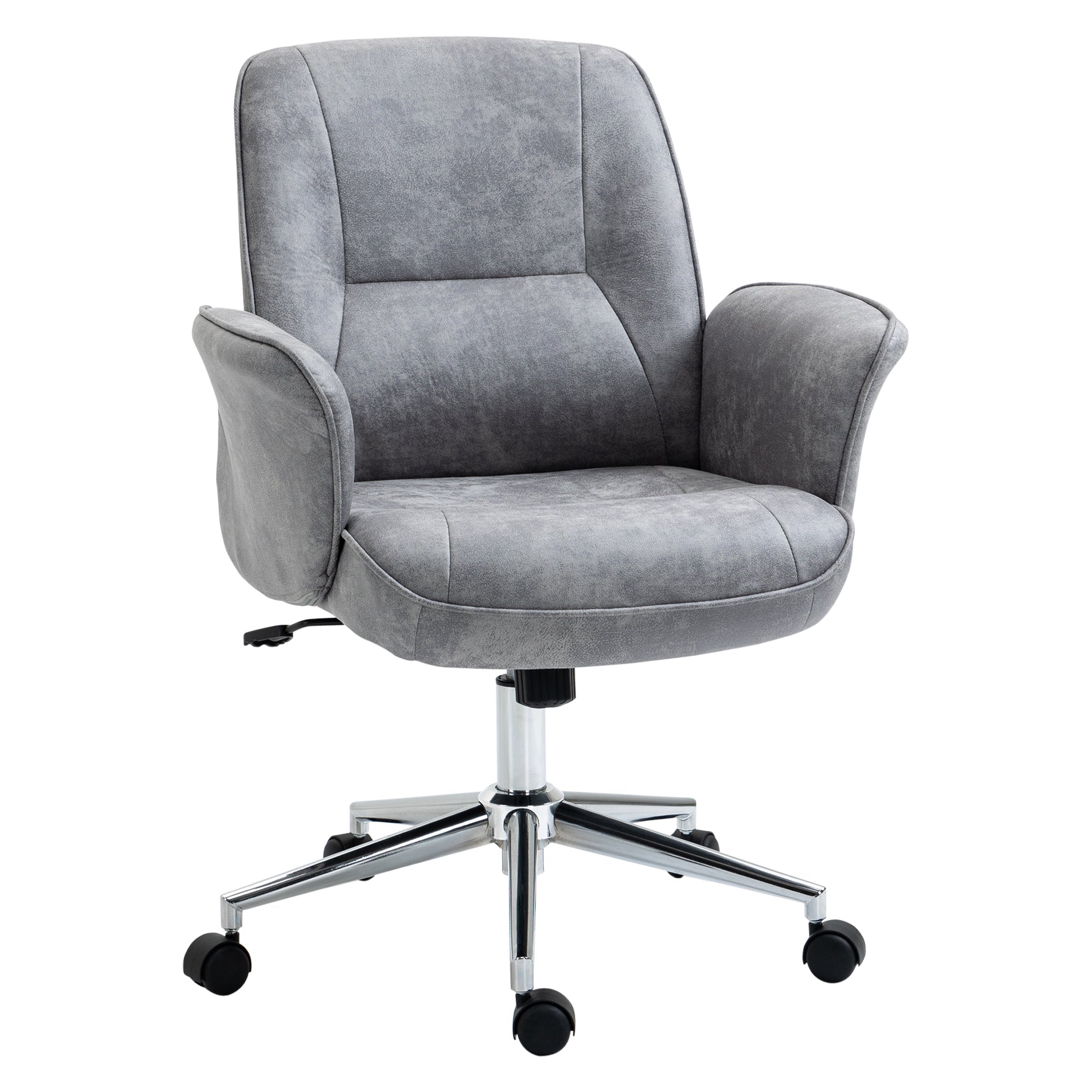 Swivel Computer Office Chair, Mid Back Desk Chair for Home Study Bedroom, Light Grey