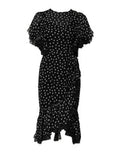 Women's Black White Lace Polka Dot Chiffon Dress And Silk Cotton Nylon