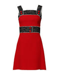 Women's Red Wool Sleeveless A-Line Flared Mini Dress
