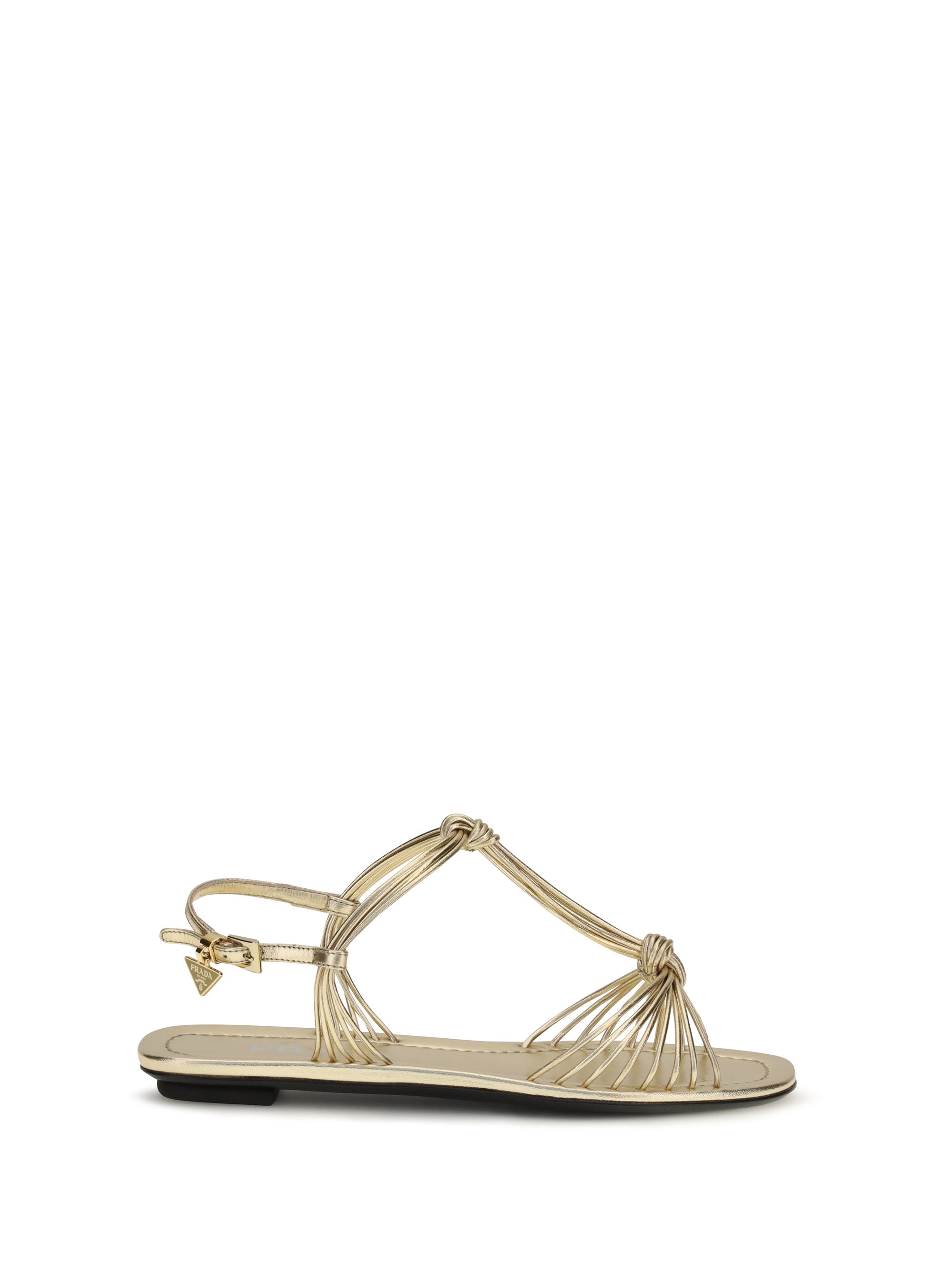 Prada Metallic Nappa Leather Sandal — Gold