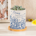 Maceta de cerámica floral retro personalizada con base de bambú y nombre Día de la Madre Cumpleaños Regalo para mamá Abuela